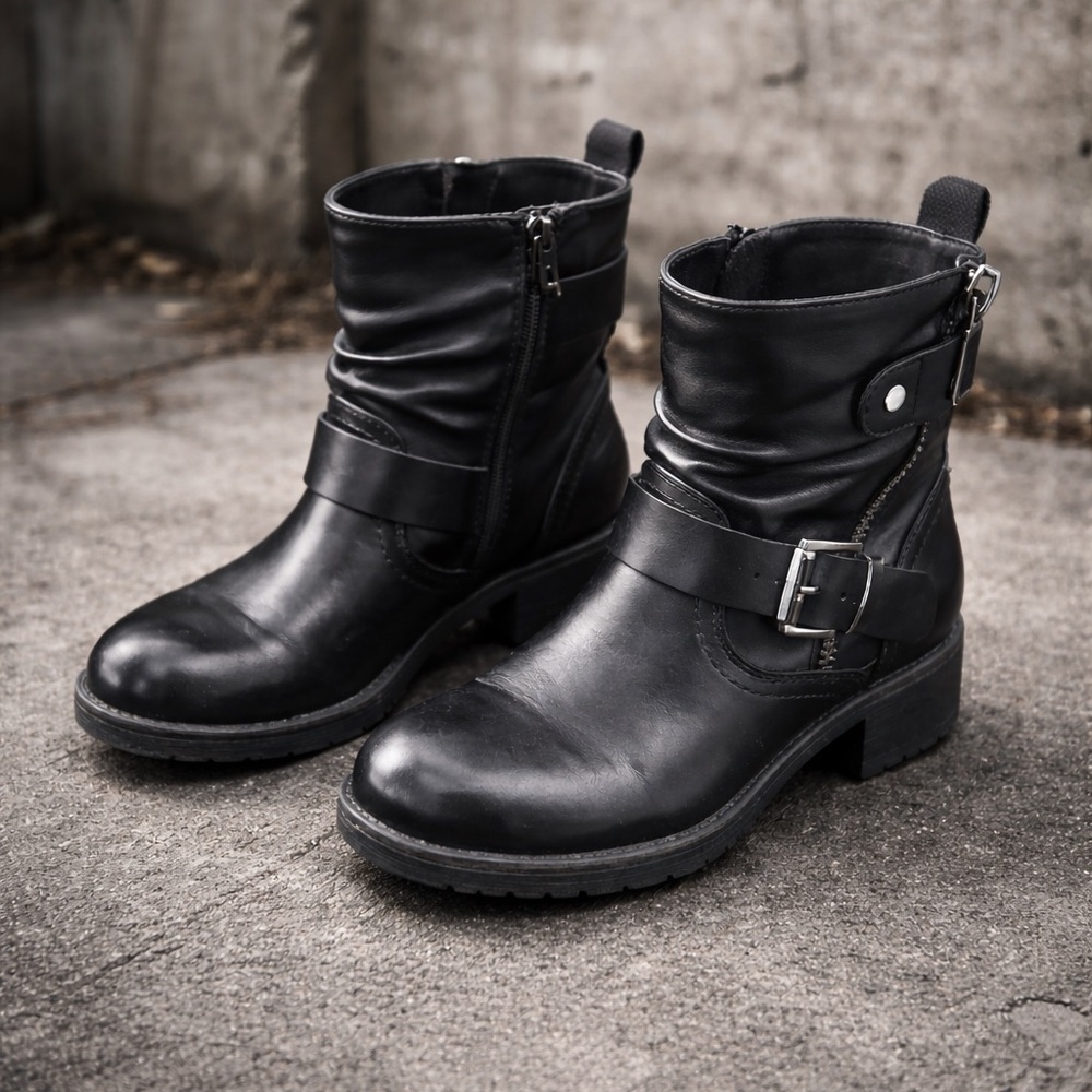 Sleek Black Moto Boots